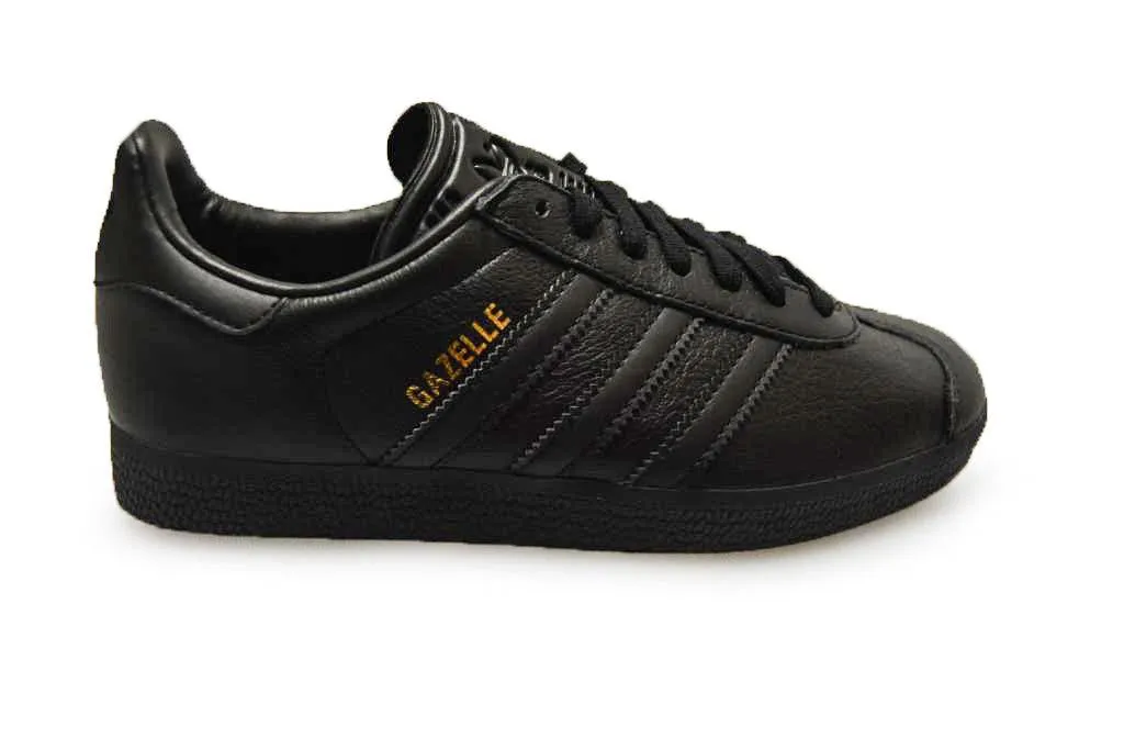 Adidas Gazelle Triple Black Leather Running Trainers BB5497 Unisex