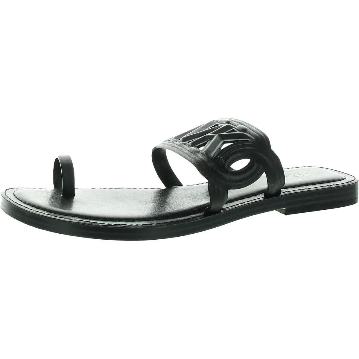 Alma Womens Leather Toe-Loop Slide Sandals