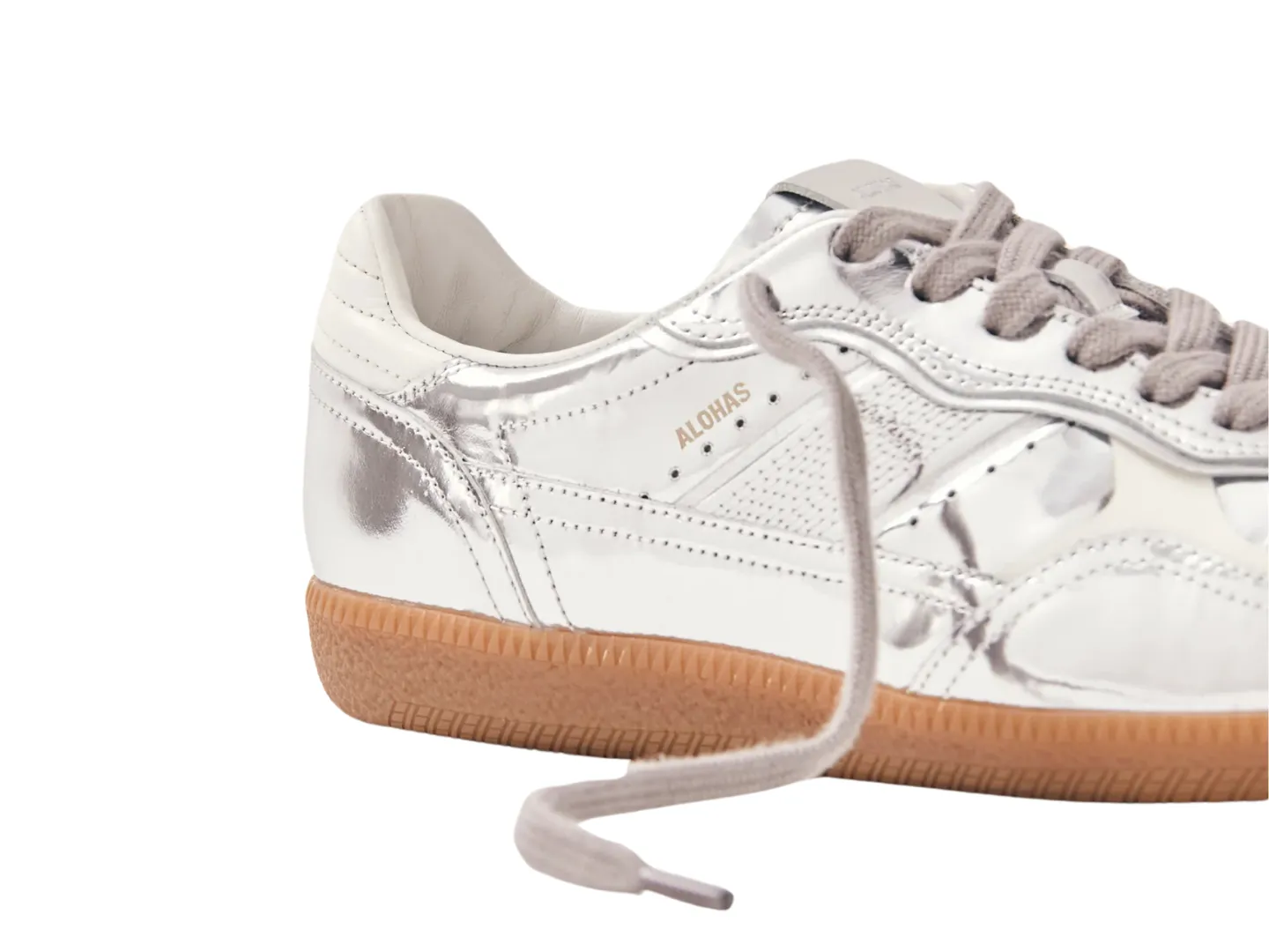 Alohas: TB.490 Rife Shimmer Silver Cream Leather Sneakers