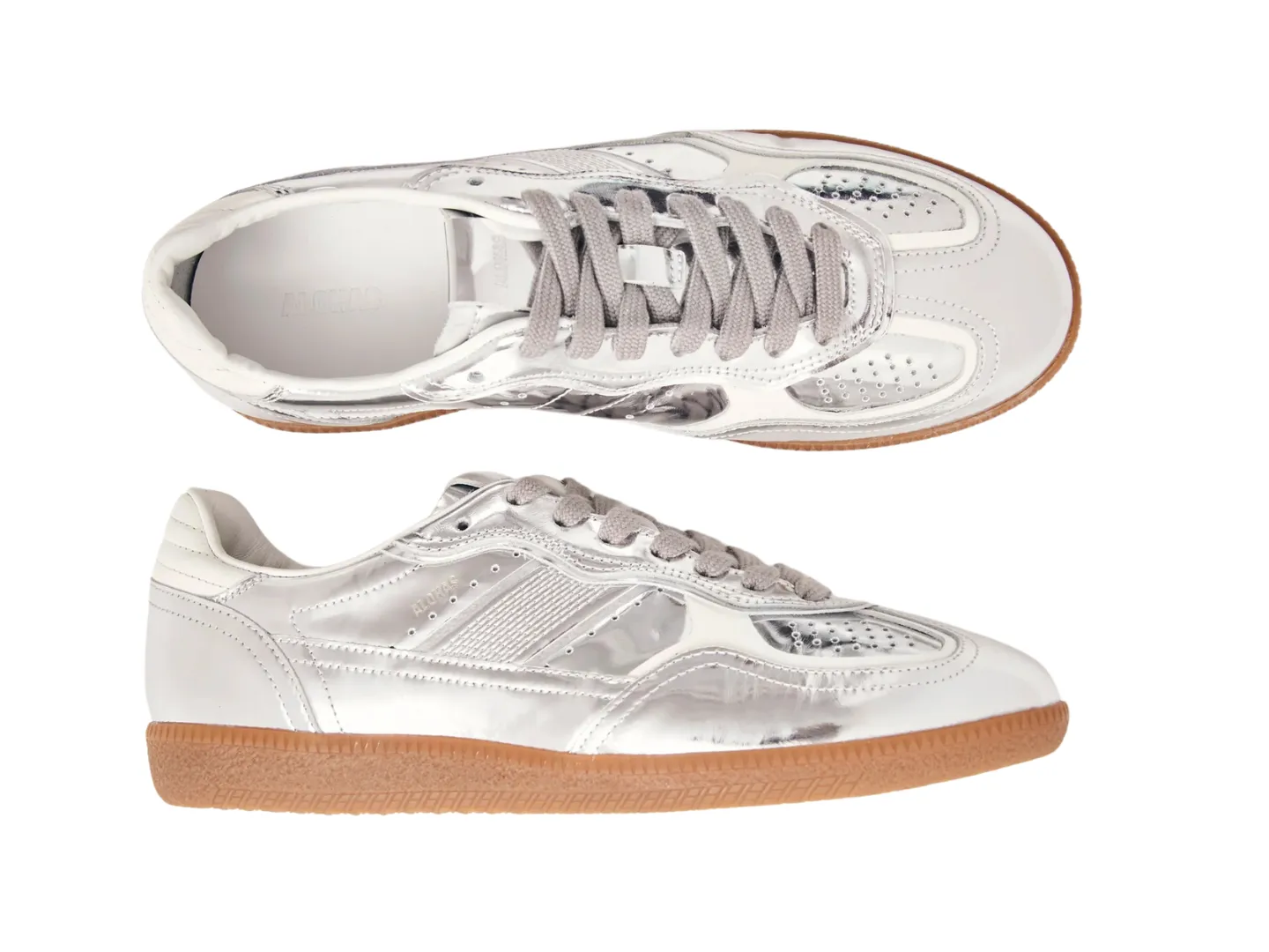 Alohas: TB.490 Rife Shimmer Silver Cream Leather Sneakers