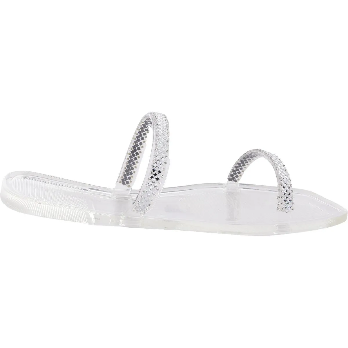 ANISSA Womens Rhinestone Vinyl Slide Sandals