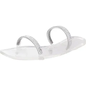 ANISSA Womens Rhinestone Vinyl Slide Sandals