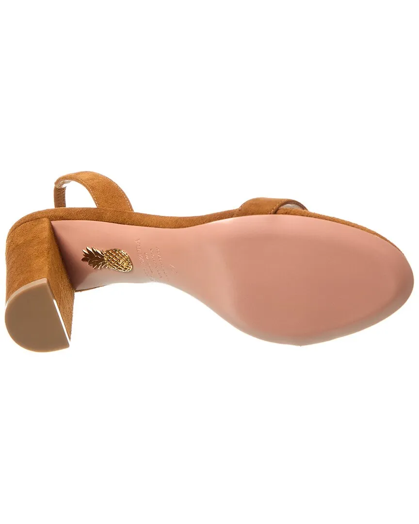 Aquazzura So Nude Block 85 Suede Slingback Sandal