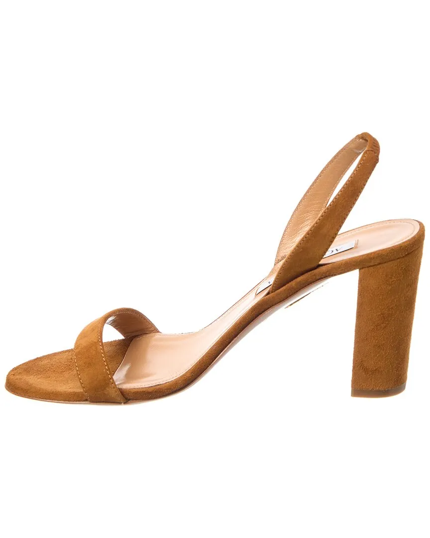 Aquazzura So Nude Block 85 Suede Slingback Sandal
