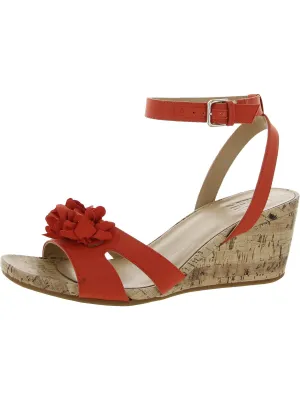 Areda-Flower Womens Ankle Strap Man Made Wedge Sandals