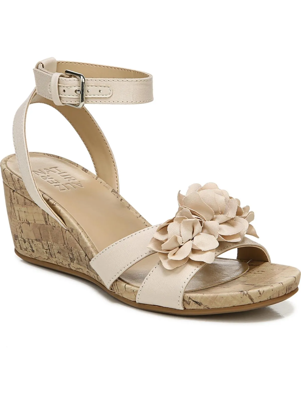 Areda-Flower Womens Ankle Strap Man Made Wedge Sandals