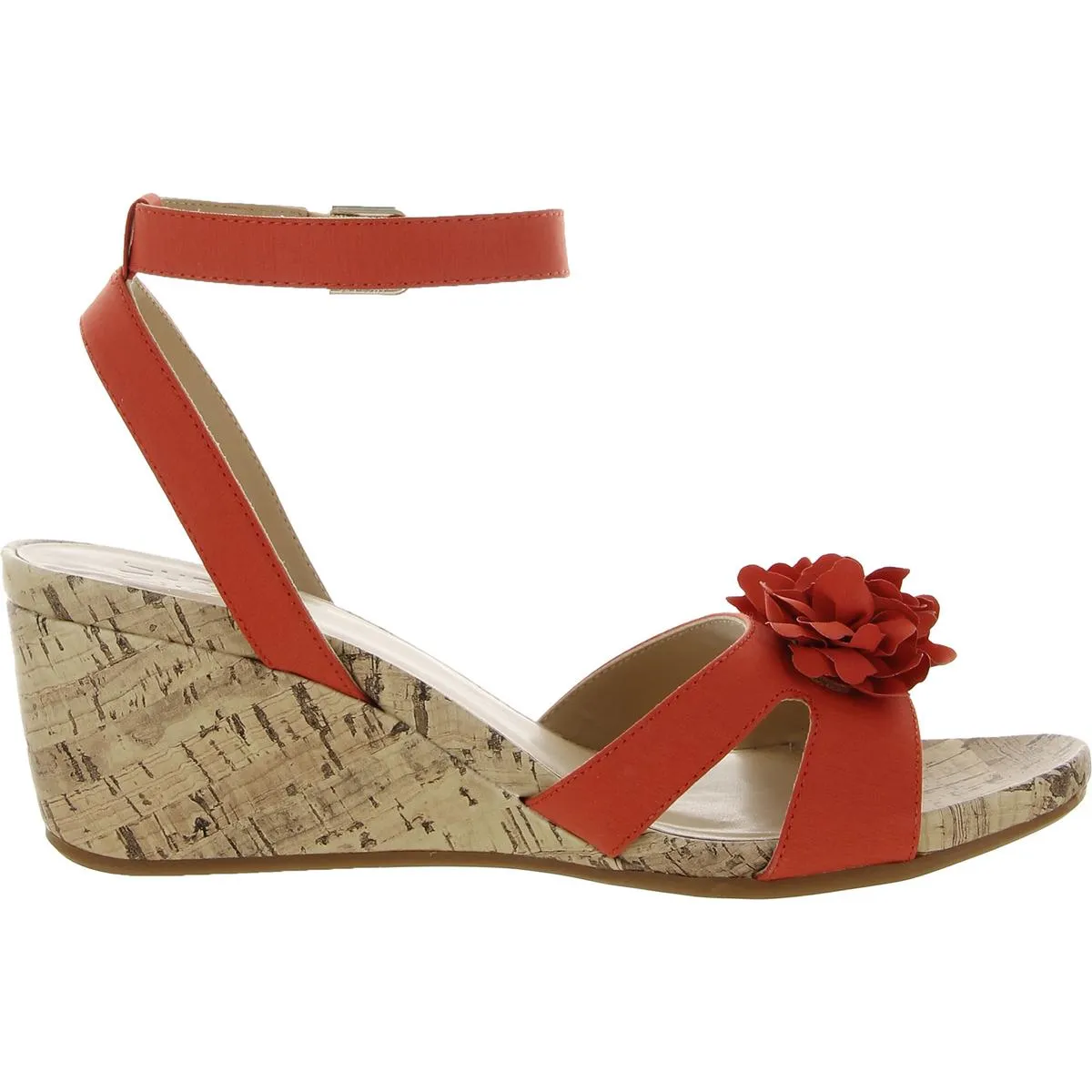 Areda-Flower Womens Ankle Strap Man Made Wedge Sandals