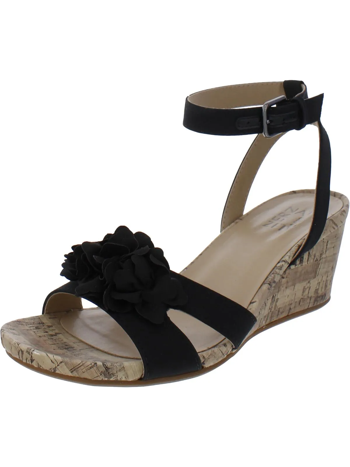 Areda-Flower Womens Ankle Strap Man Made Wedge Sandals