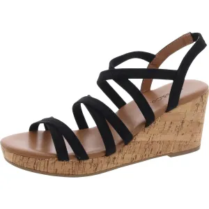 Arloo Womens Strappy Canvas Wedge Sandals
