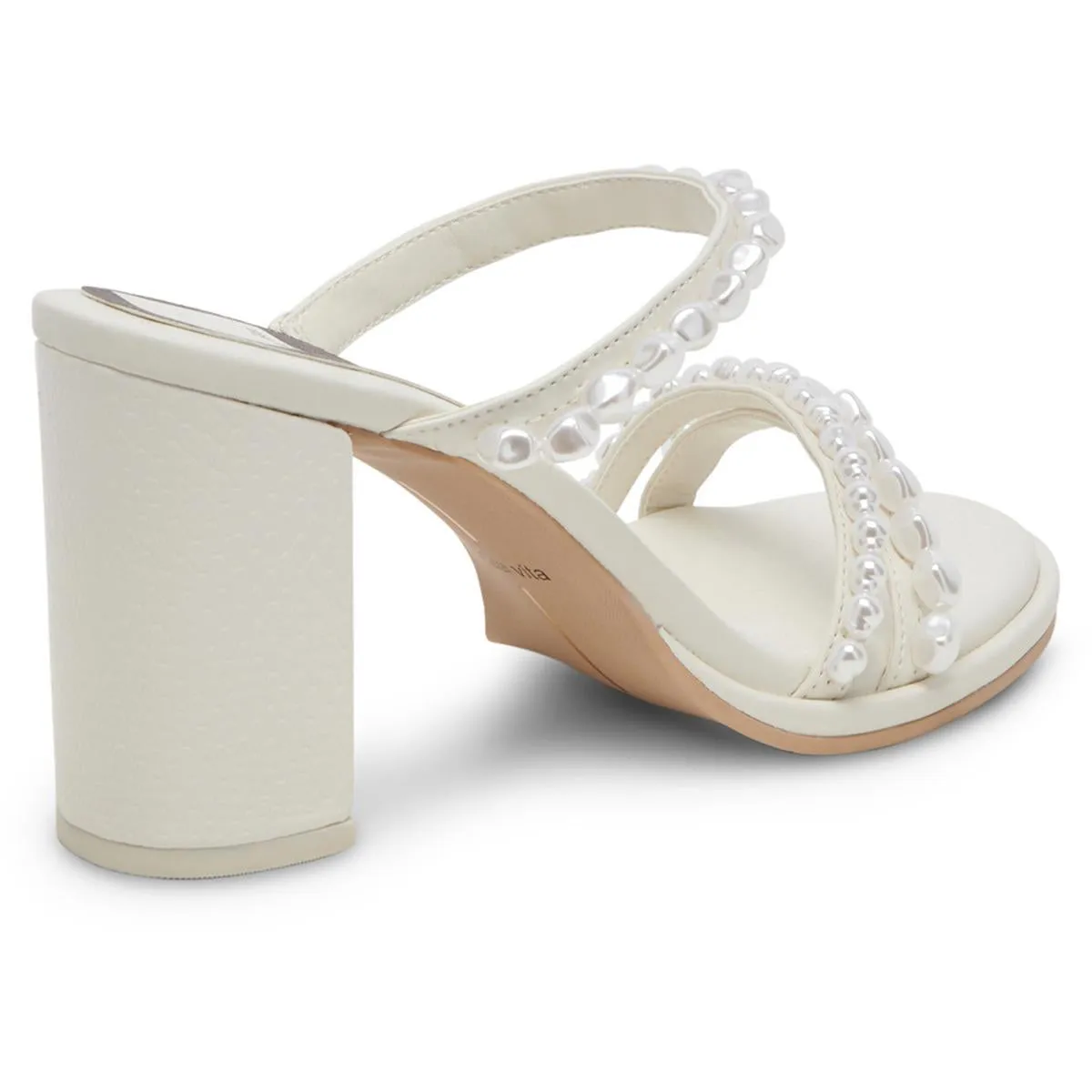 Barrit Pearl Womens Embellished Faux Leather Block Heel