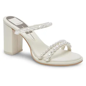 Barrit Pearl Womens Embellished Faux Leather Block Heel