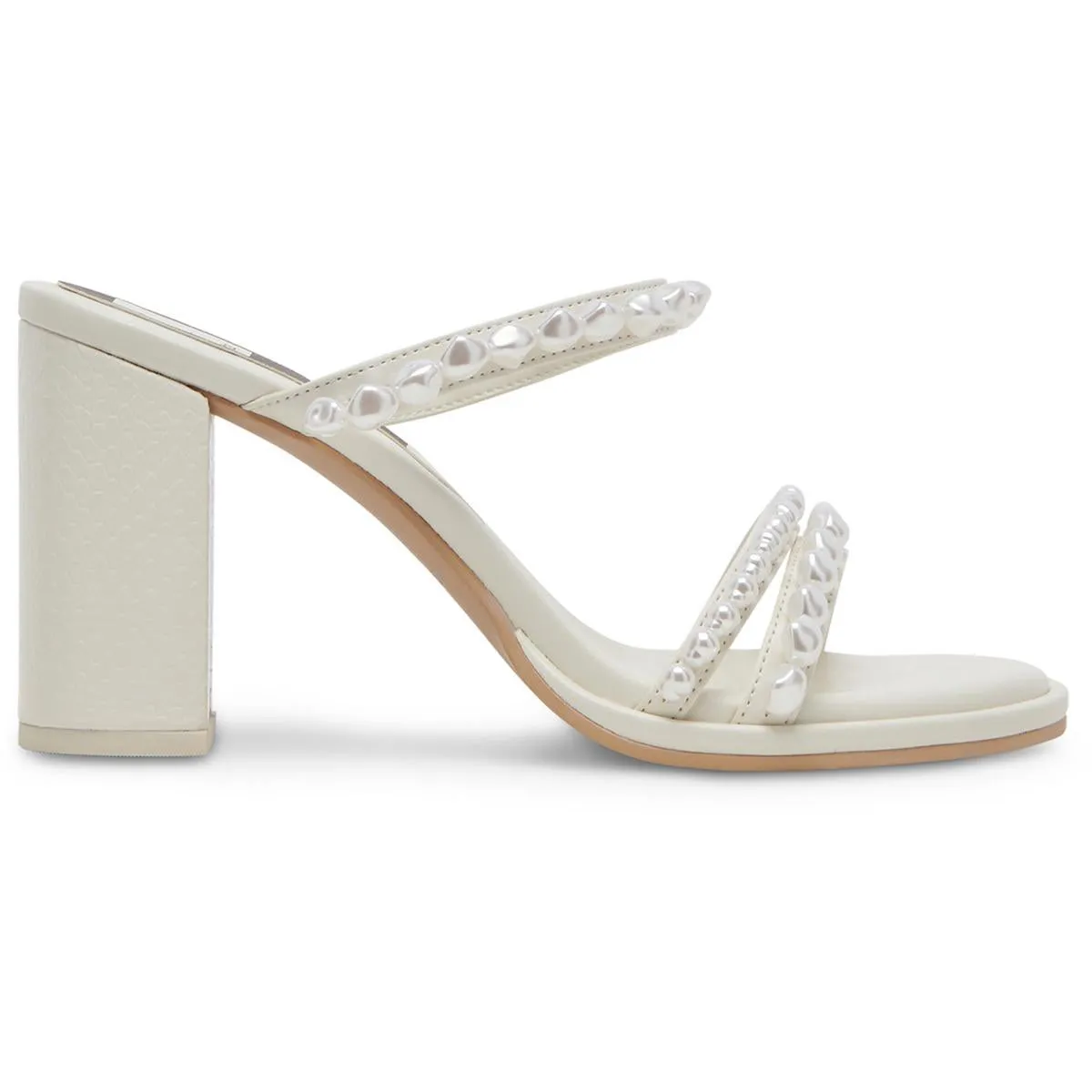 Barrit Pearl Womens Embellished Faux Leather Block Heel