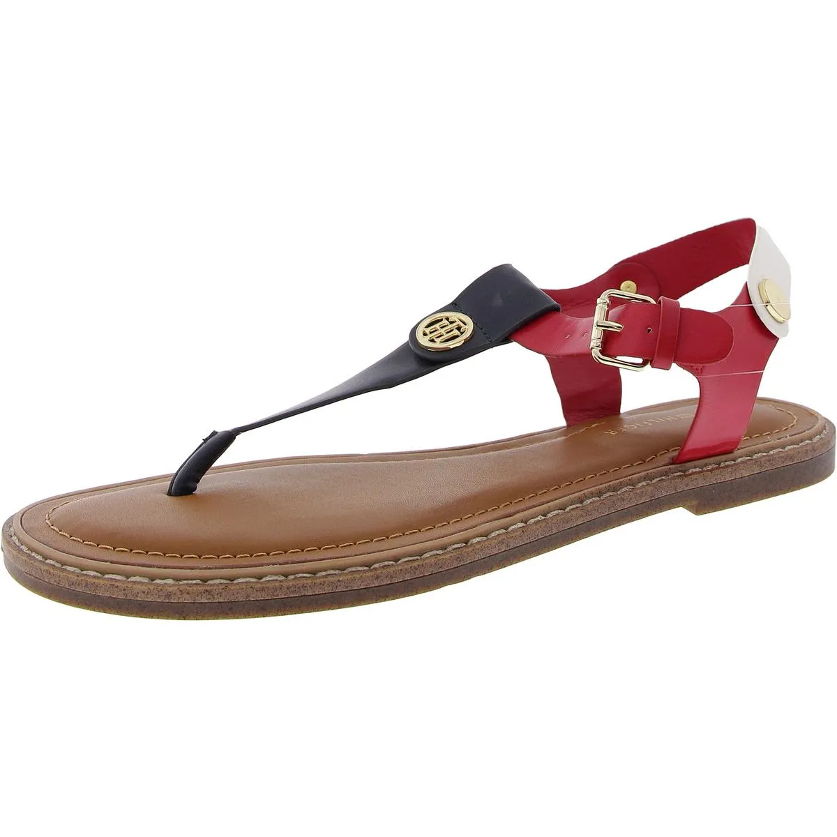 Bennia Womens Faux Leather Sling Back Thong Sandals