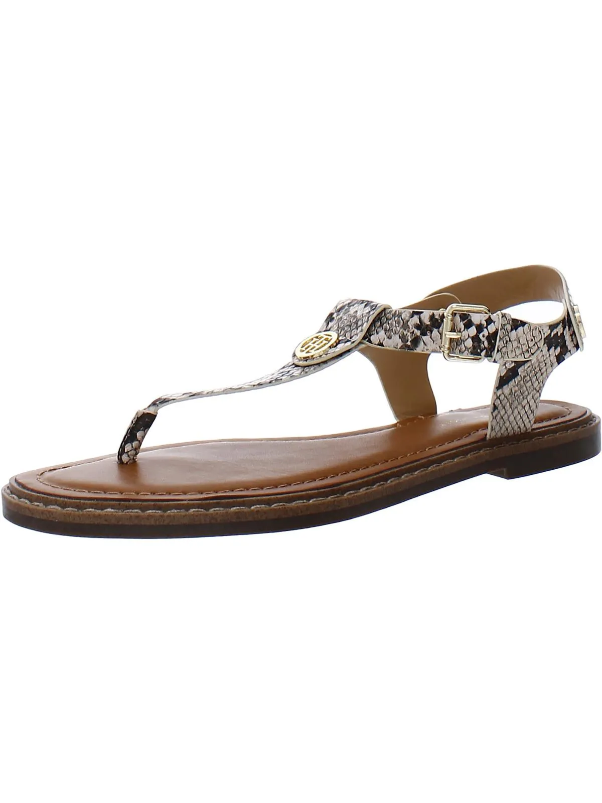 Bennia Womens Faux Leather Sling Back Thong Sandals