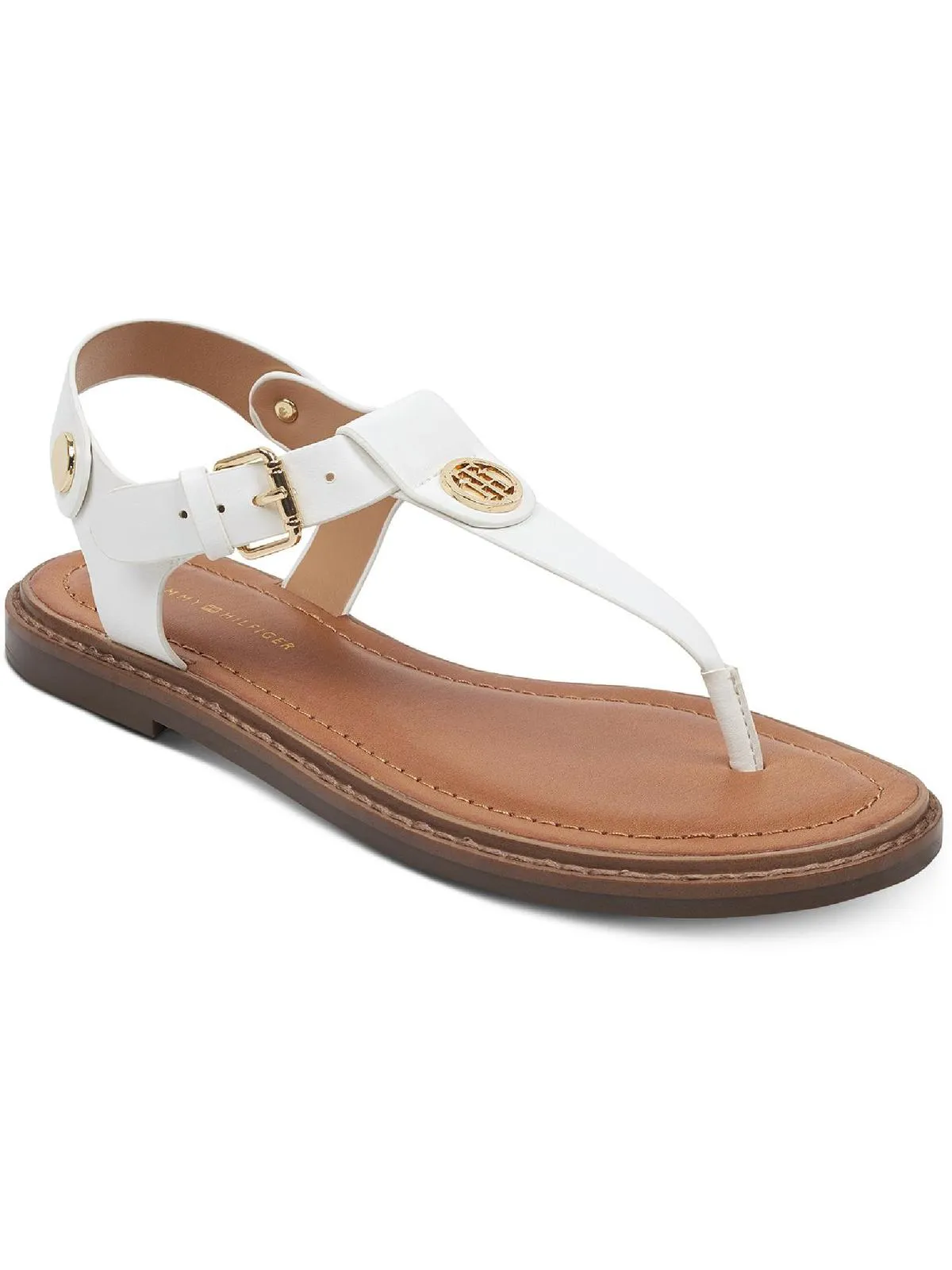 Bennia Womens Faux Leather Sling Back Thong Sandals