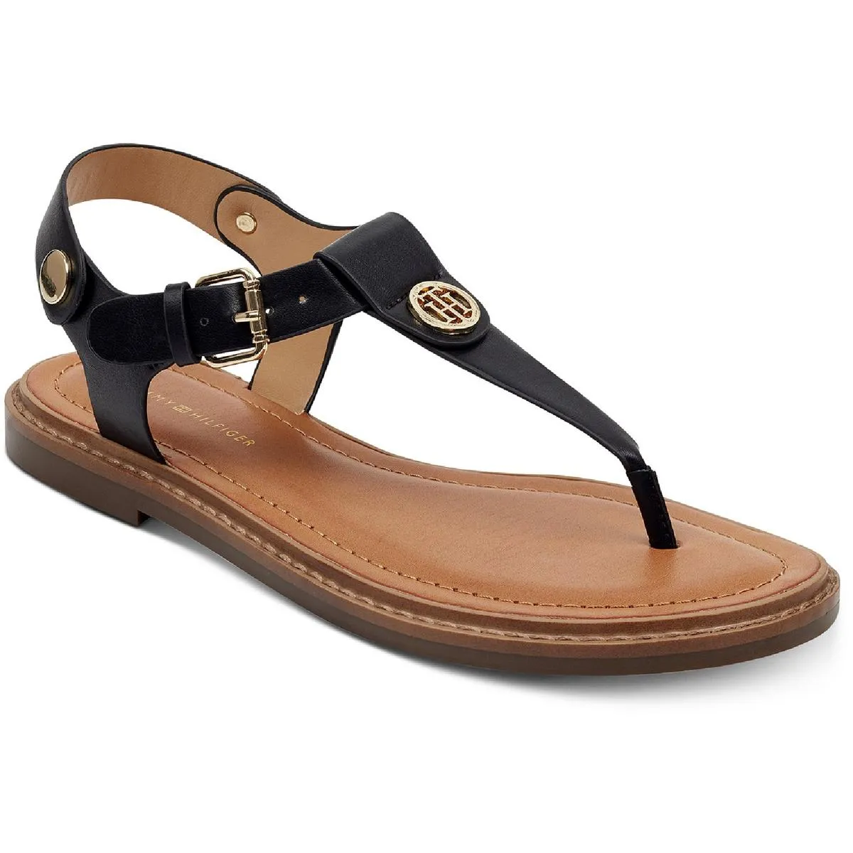 Bennia Womens Faux Leather Sling Back Thong Sandals