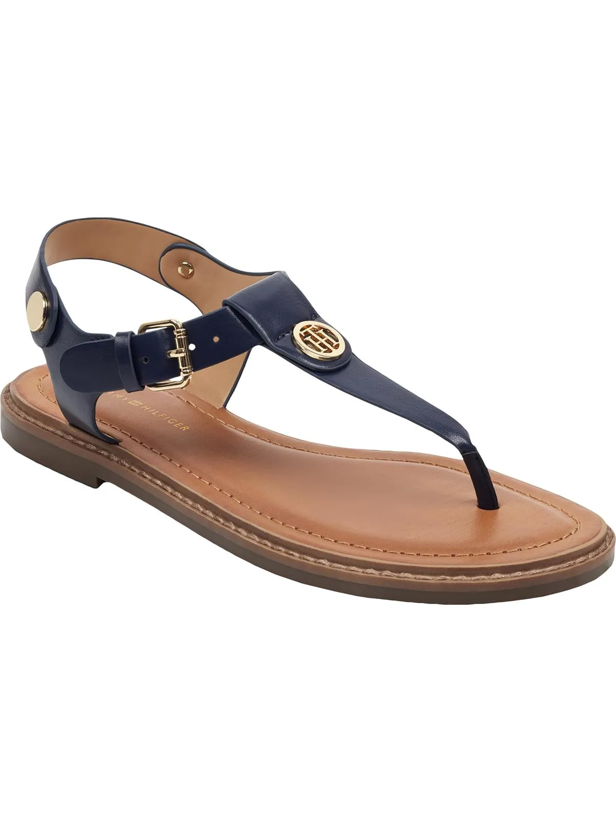 Bennia Womens Faux Leather Sling Back Thong Sandals