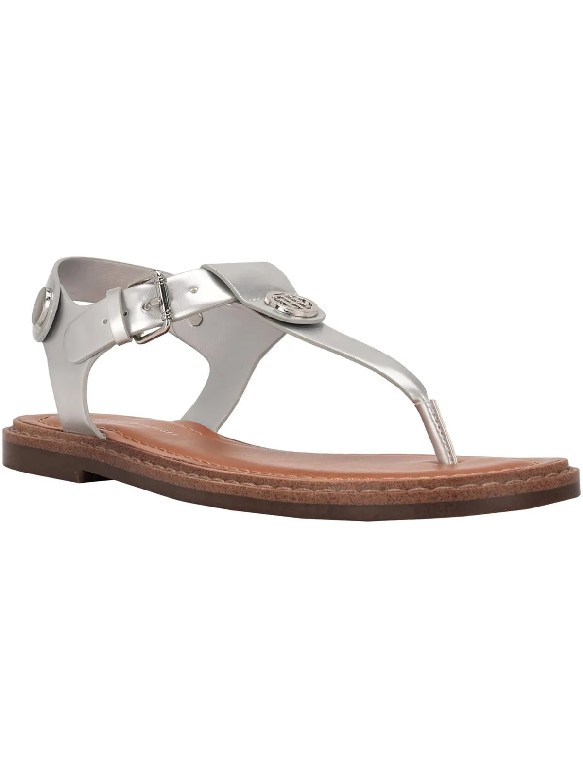 Bennia Womens Faux Leather Sling Back Thong Sandals
