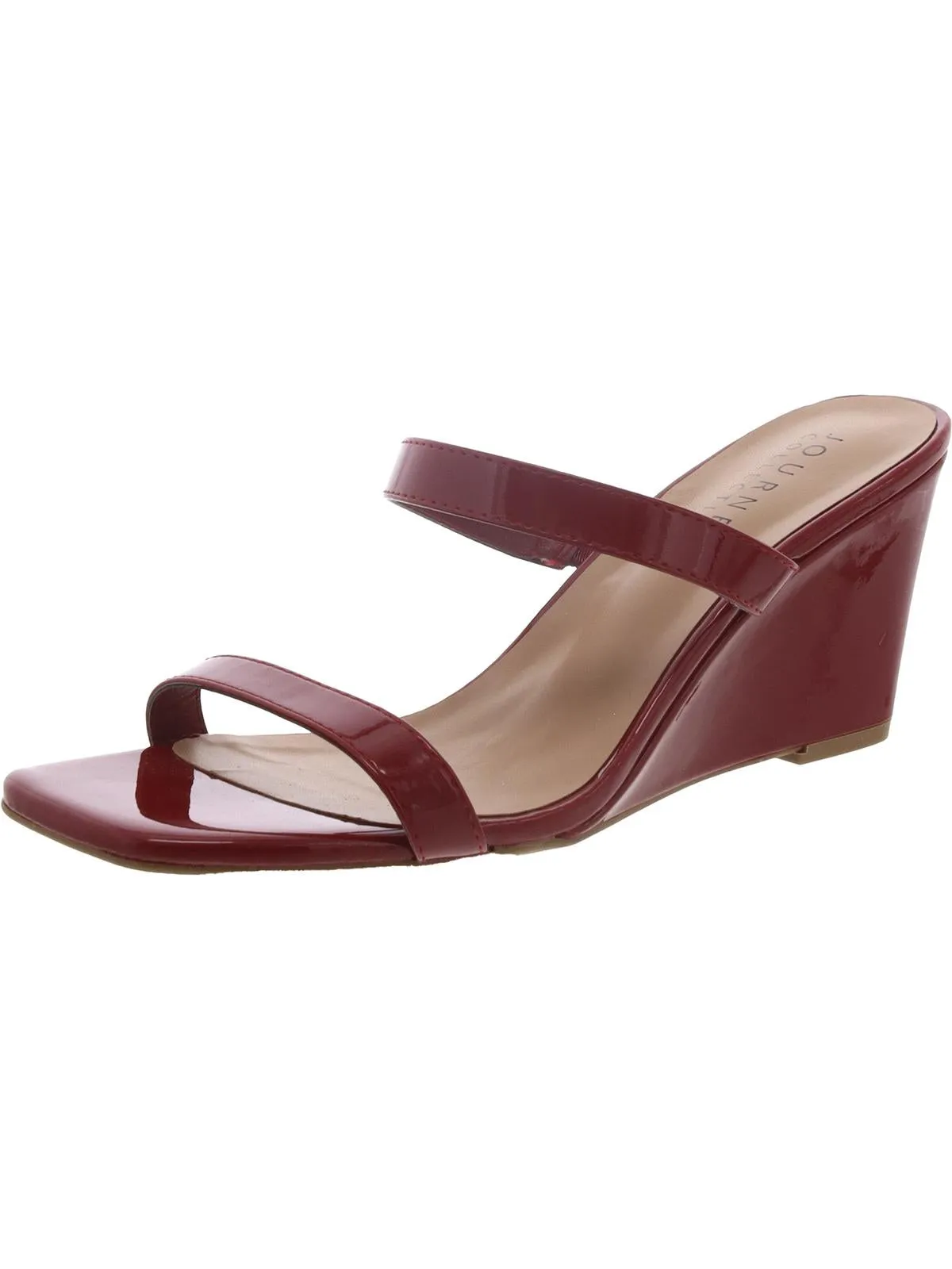 BHFO Womens Slip On Square Toe Wedge Sandals