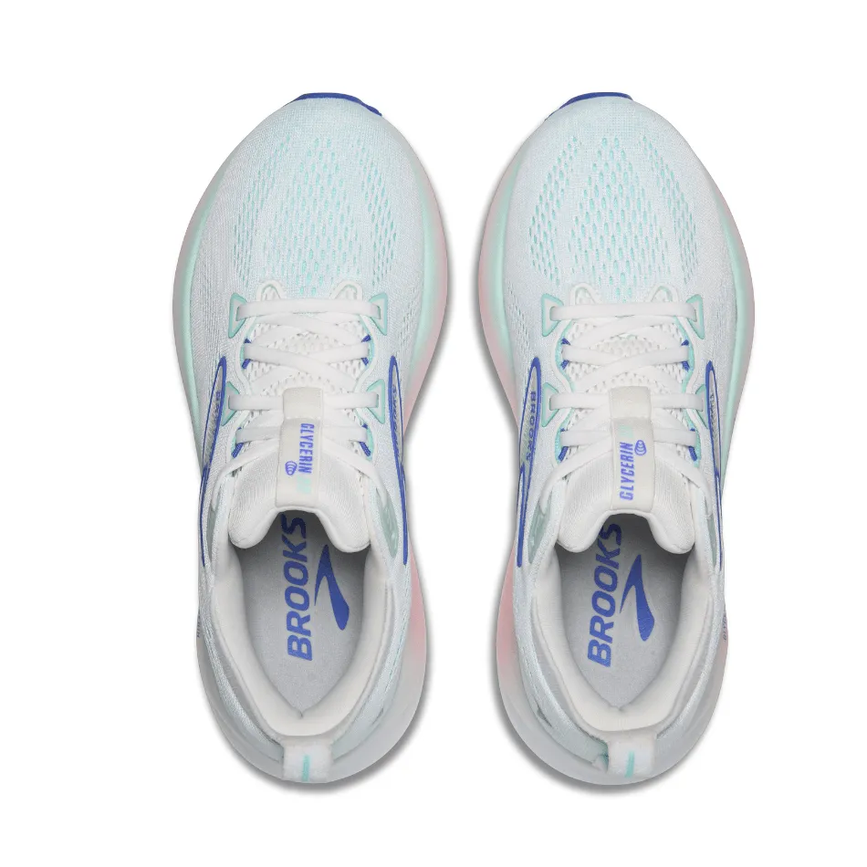 Brooks Women's Glycerin GTS 22 Running Shoes in White/Limpet Shell/Amparo Blue SS25