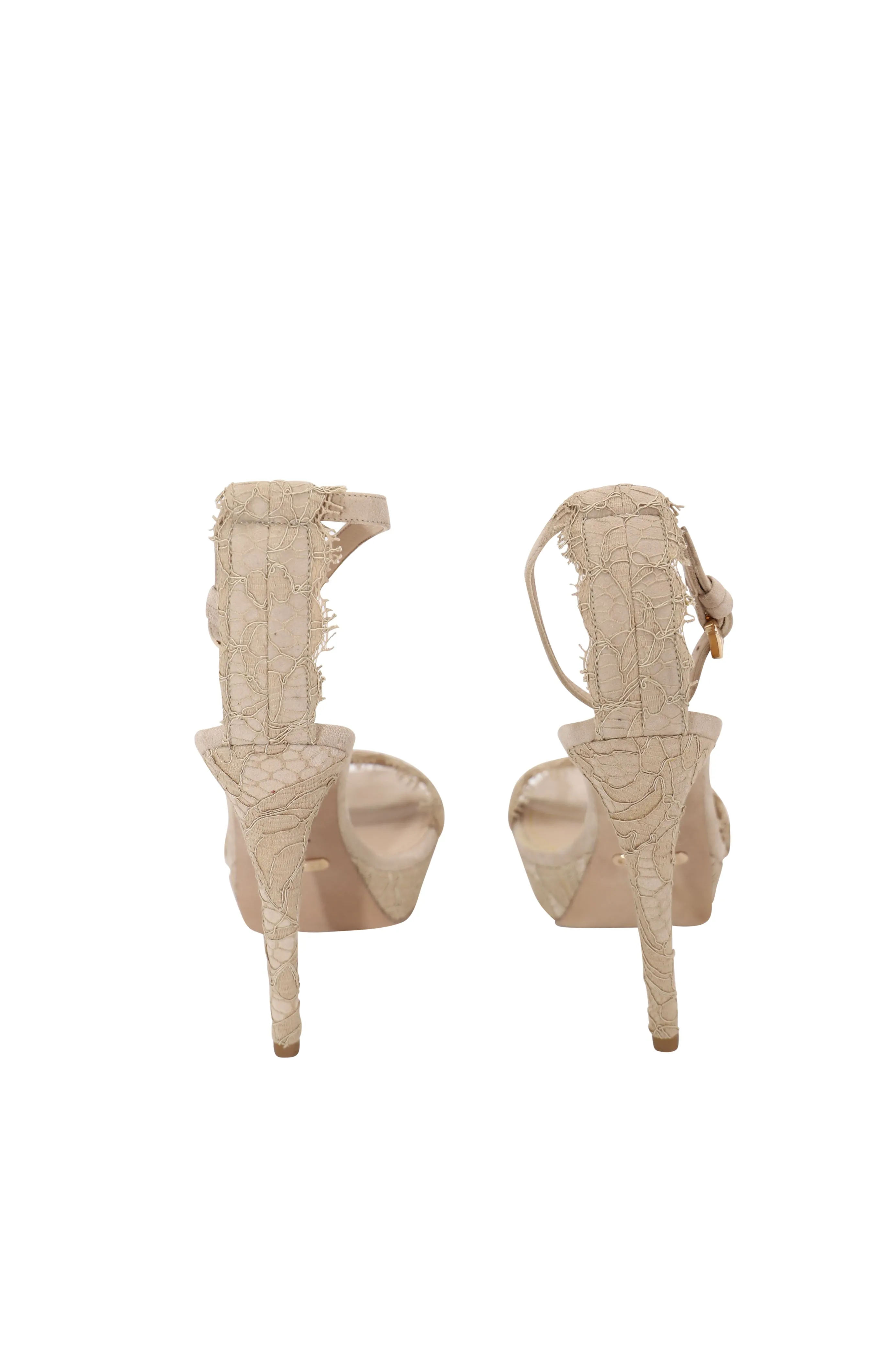 Burberry Polesden 120 Platform Sandals with Lace in Nude Suede