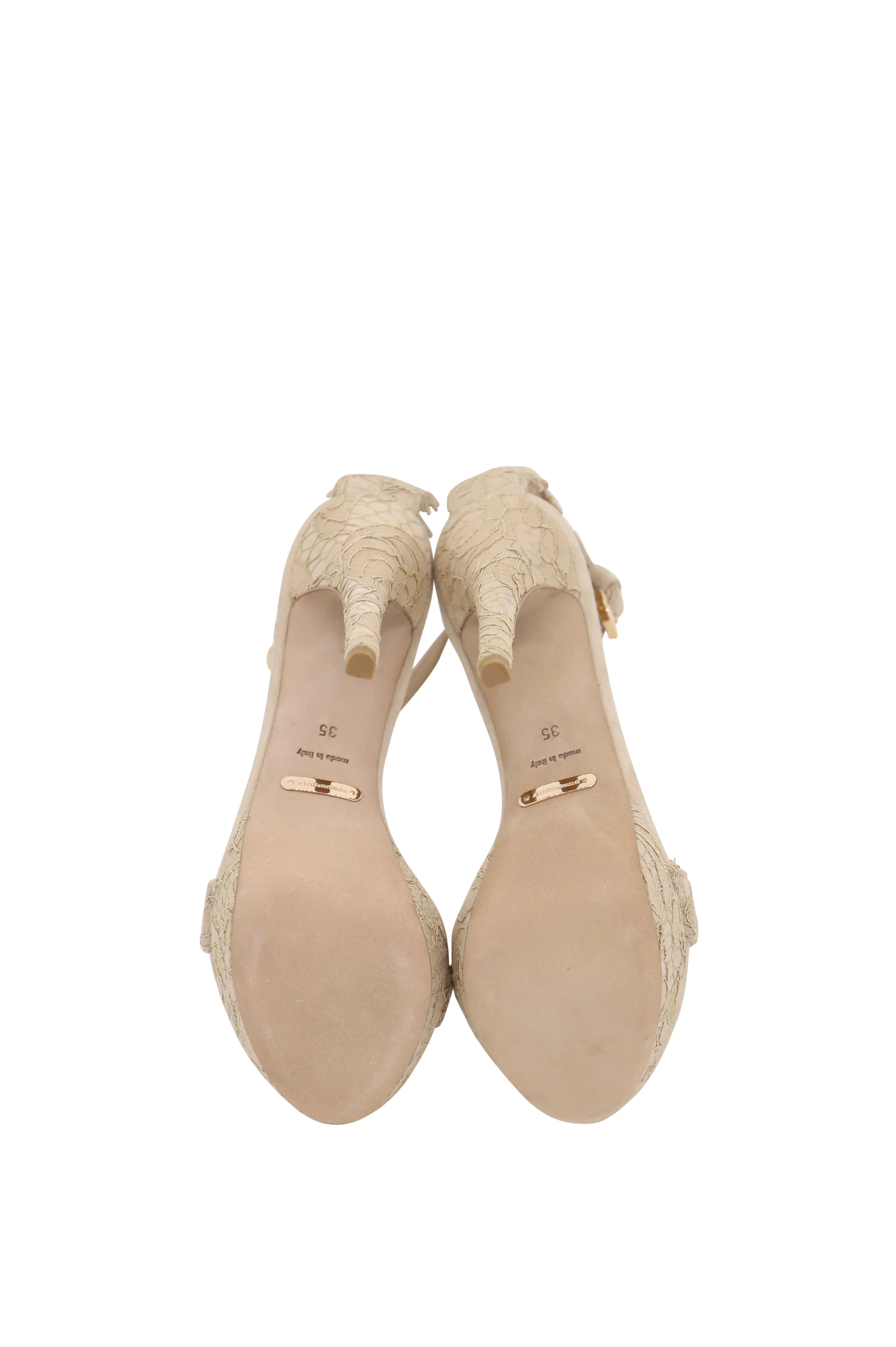 Burberry Polesden 120 Platform Sandals with Lace in Nude Suede