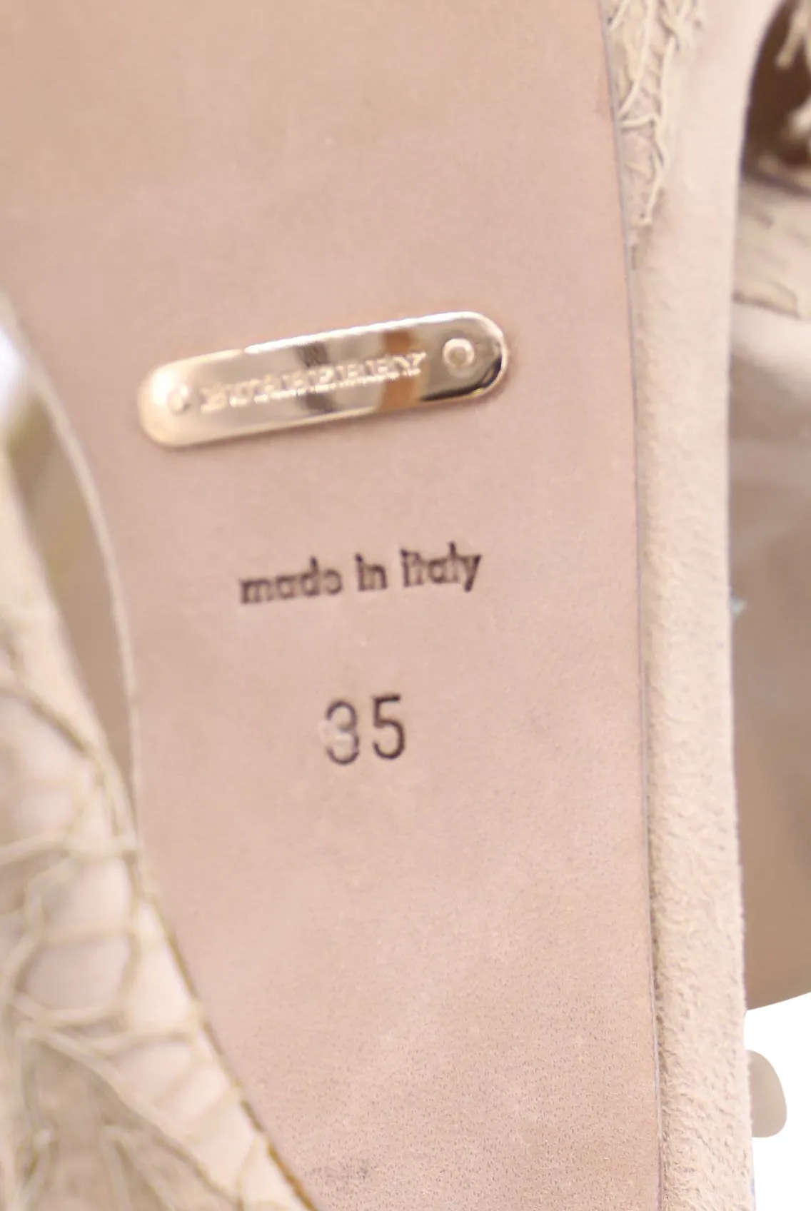 Burberry Polesden 120 Platform Sandals with Lace in Nude Suede