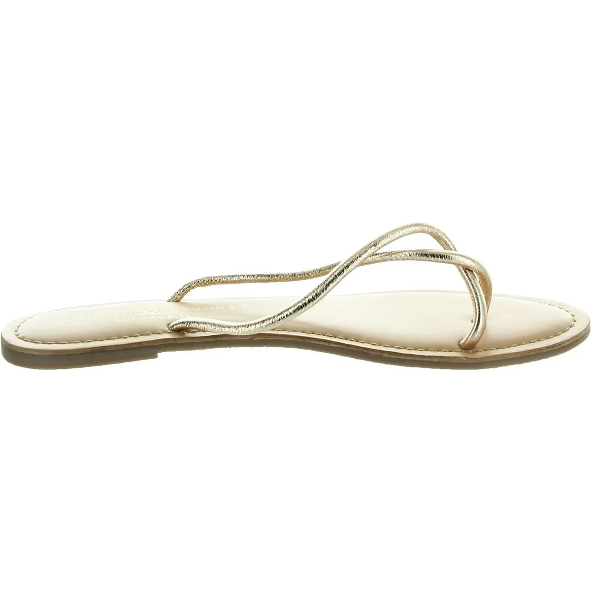 Camisha Womens Metallic Leather Flip-Flops