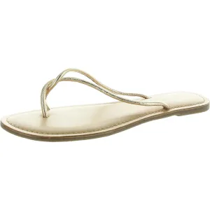 Camisha Womens Metallic Leather Flip-Flops
