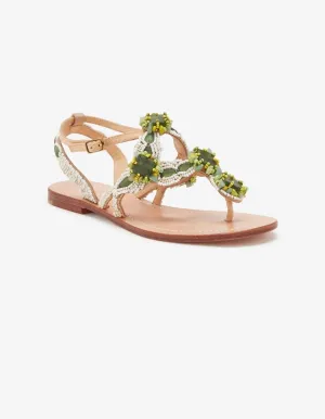 Capri Sandal In Green/beige