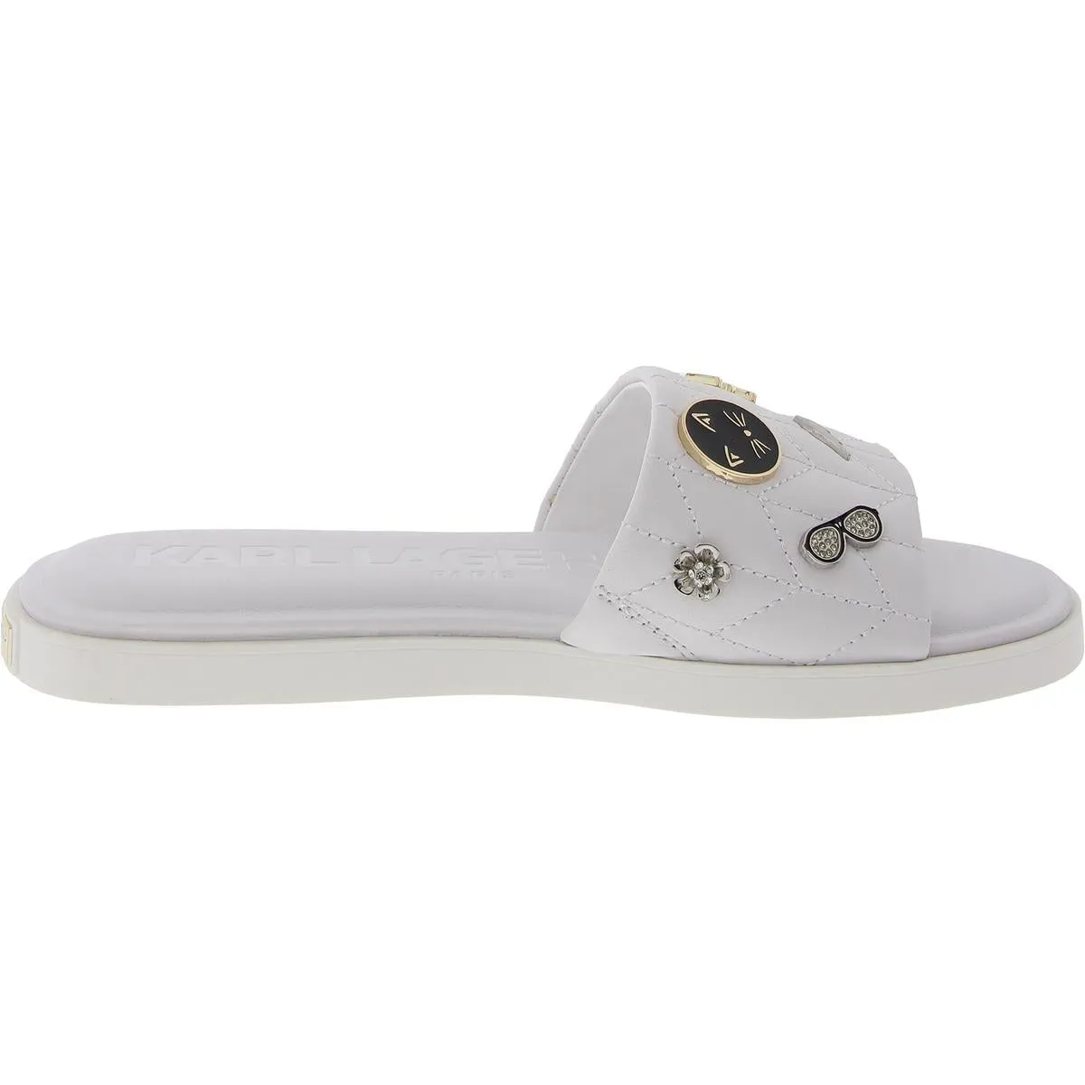 Carenza Womens Quilted Faux Leather Slide Sandals