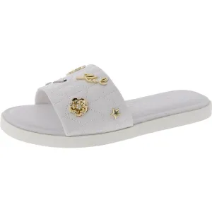 Carenza Womens Quilted Faux Leather Slide Sandals