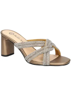 Carmen Womens Faux Leather Rhinestone Heels