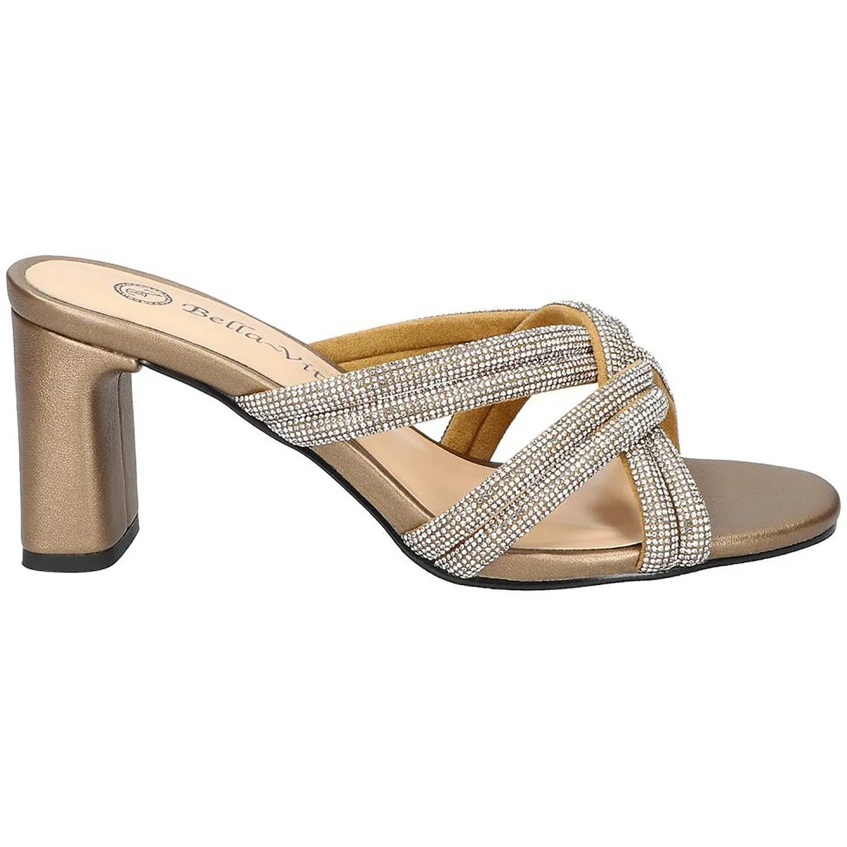 Carmen Womens Faux Leather Rhinestone Heels