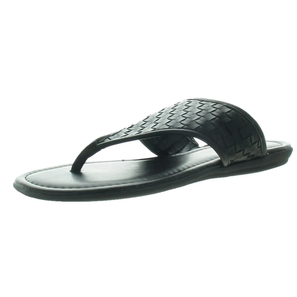 Cherie Womens Woven Faux Leather Thong Sandals