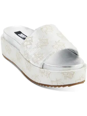 CI Platform  Womens Shimmer Embroidered Flatform Sandals