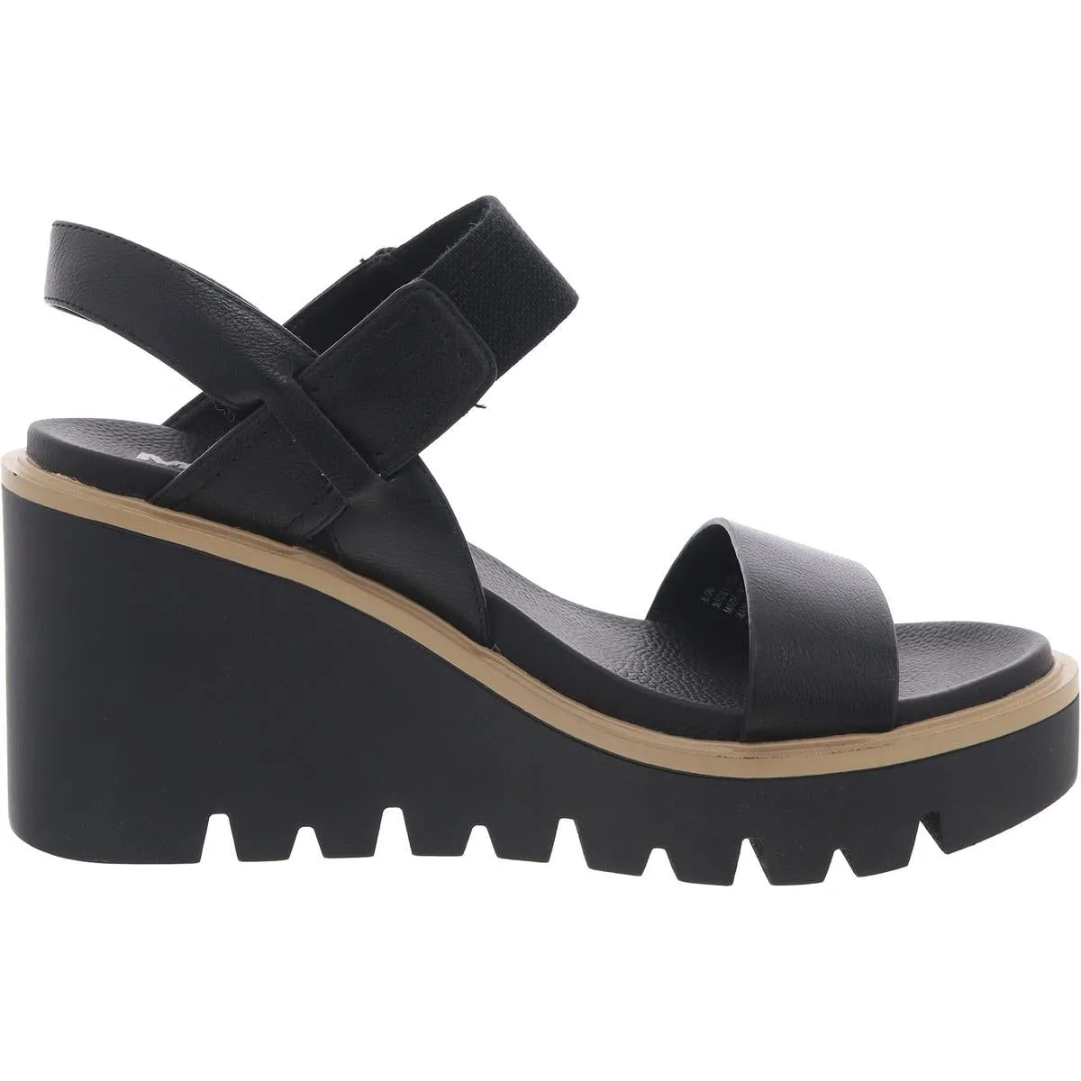 Ciji Womens Pebbled Faux Leather Platform Sandals