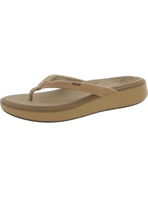 Cushion Cloud Womens Faux Leather Thong Slide Sandals