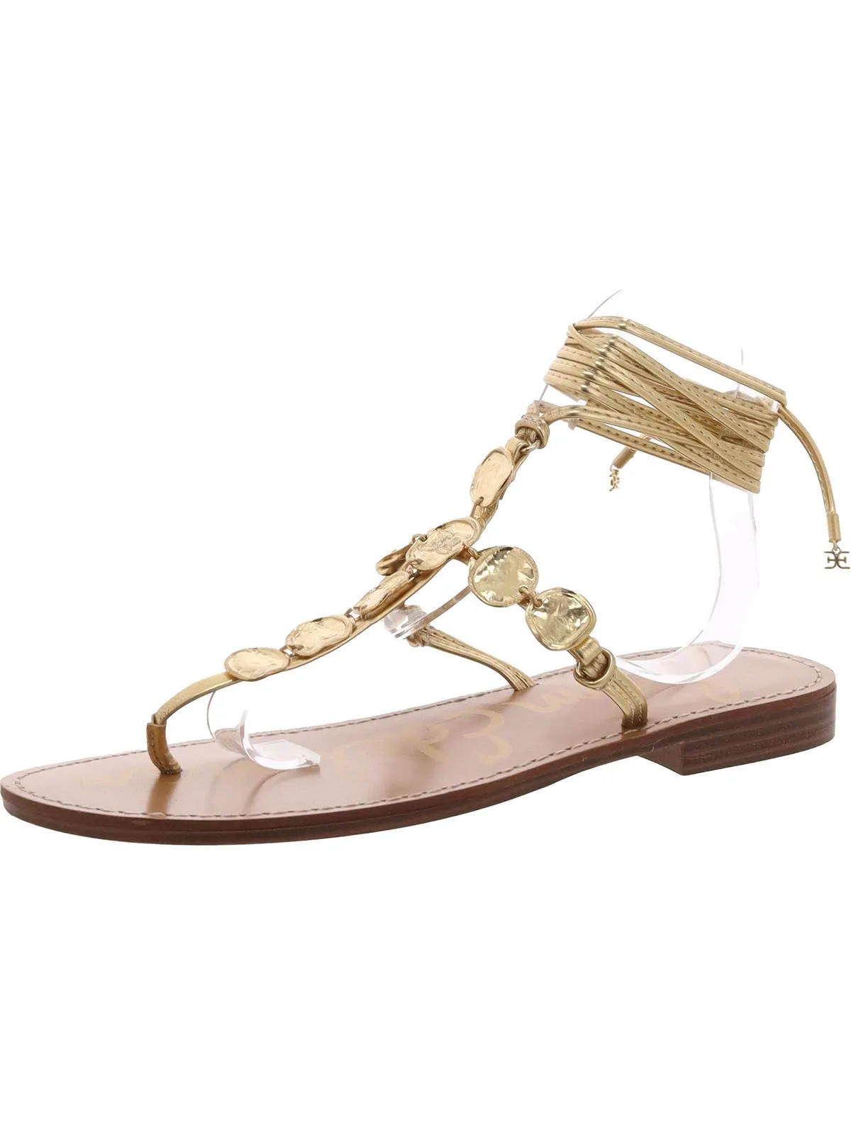 Deirdre Womens Faux Leather Lace-Up Thong Sandals