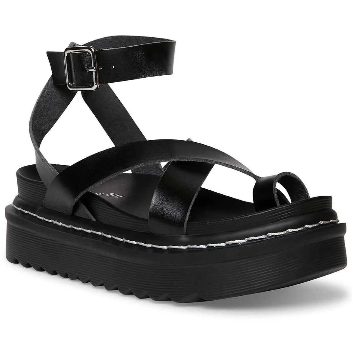Delanno Womens Toe Loop Flatform Footbed Sandals