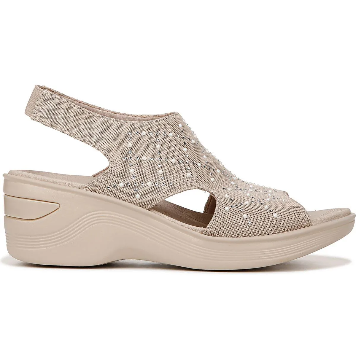 Destiny Bright Womens Embellished Shimmer Wedge Sandals