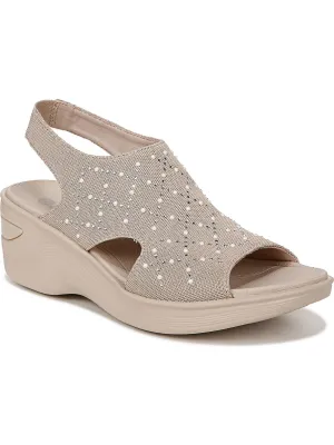 Destiny Bright Womens Embellished Shimmer Wedge Sandals