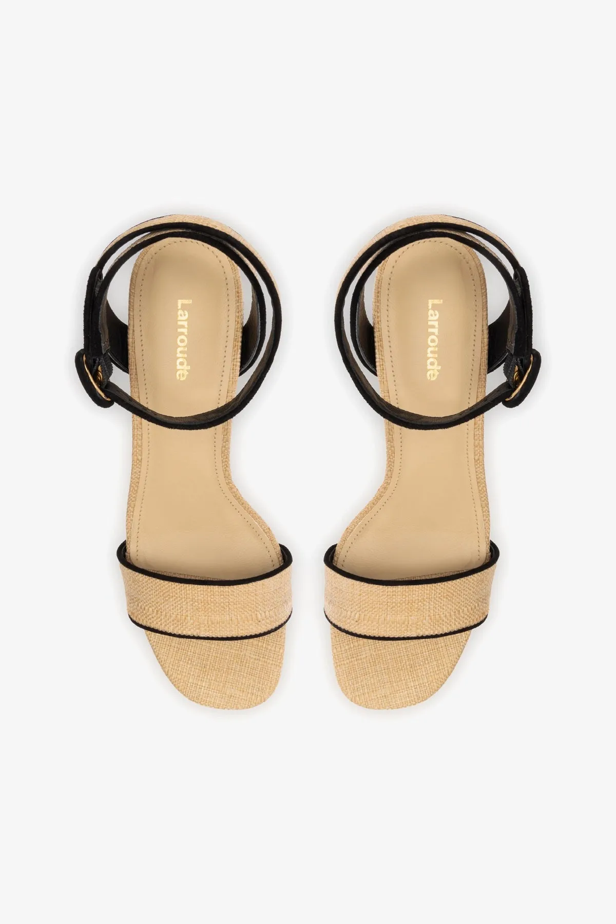 Dolly Low Sandal In Beige Raffia and Black Trimming