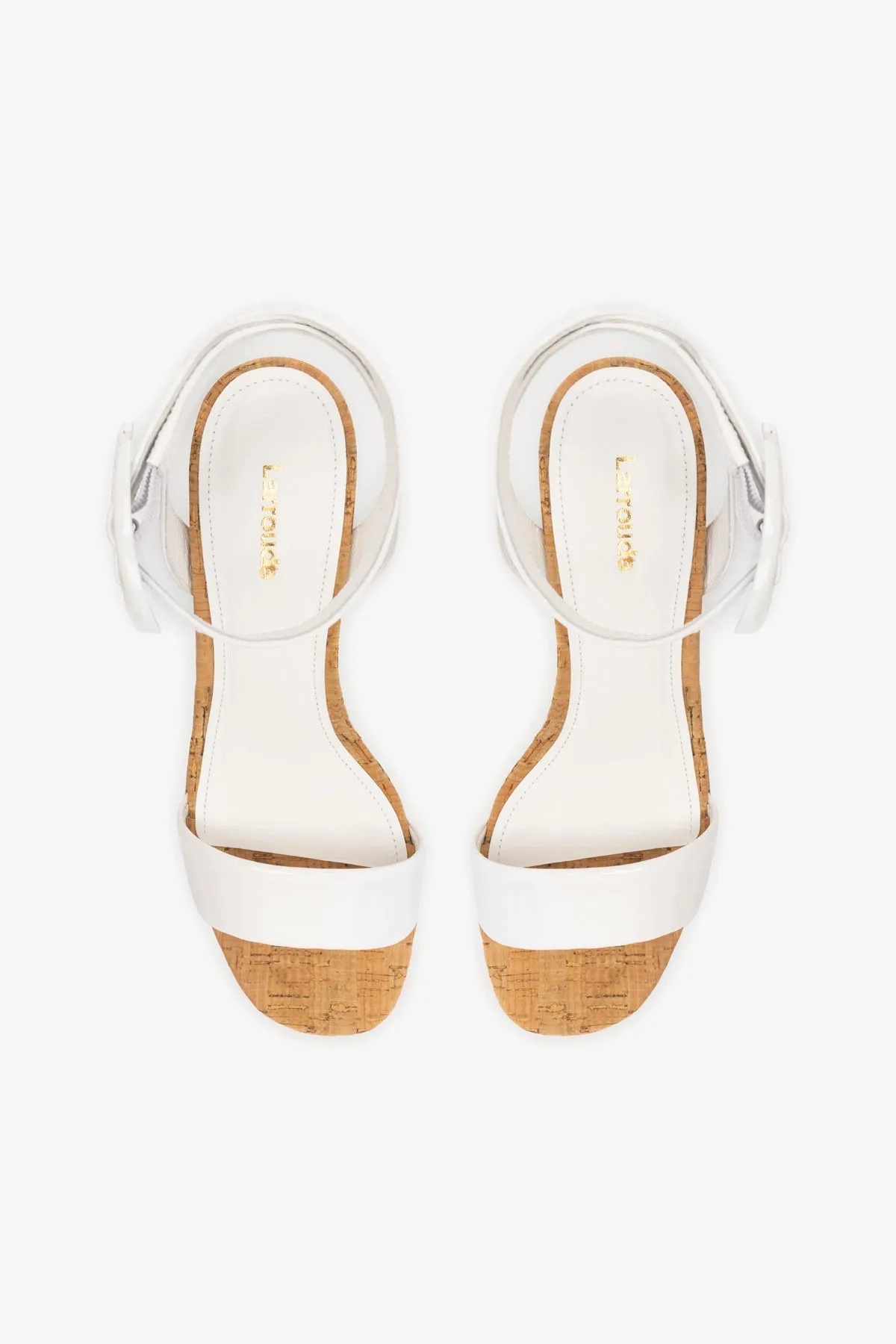 Dolly Verona Low Sandal In White Patent Leather and Natural Cork