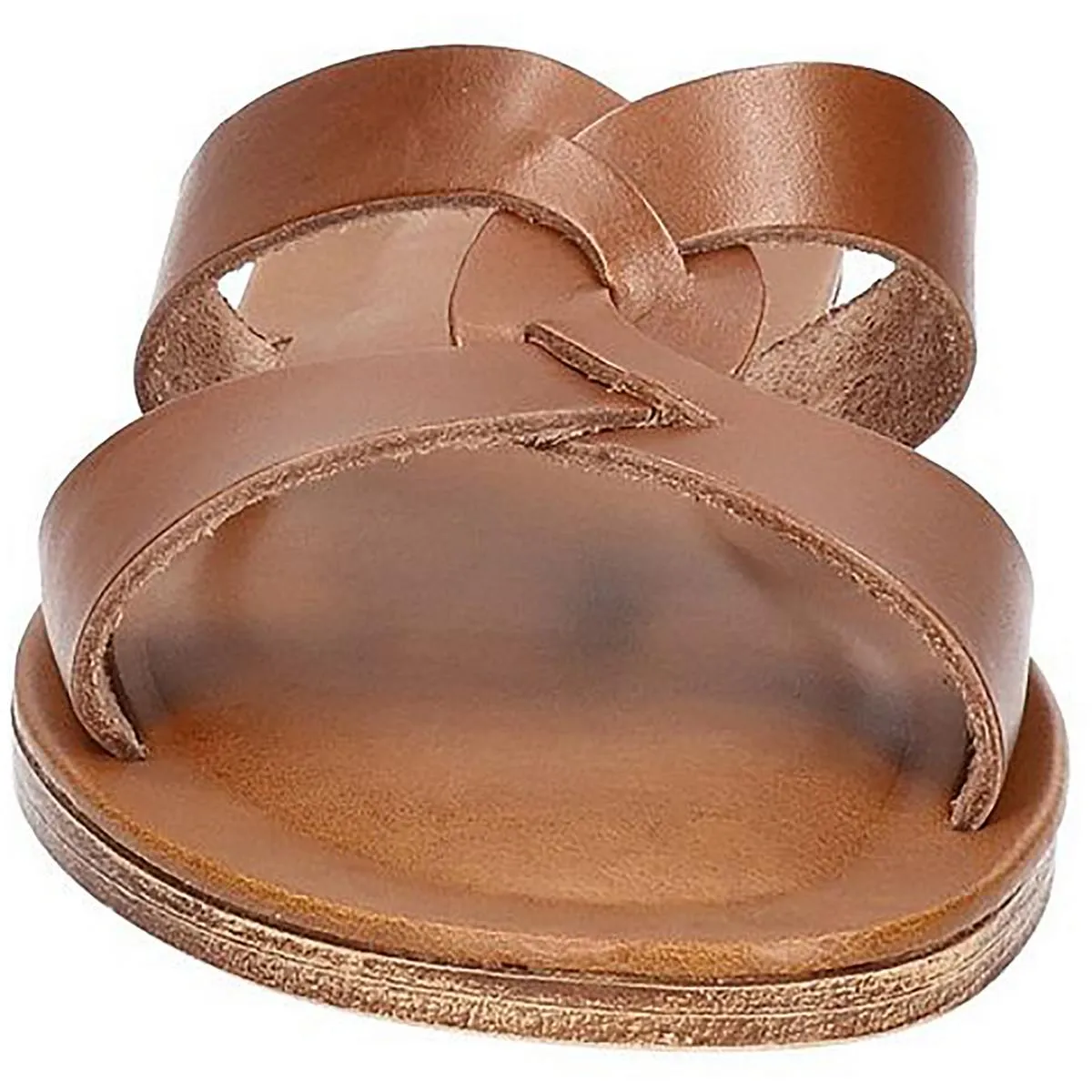 Dov-Italy Womens Leather Slip On Slide Sandals