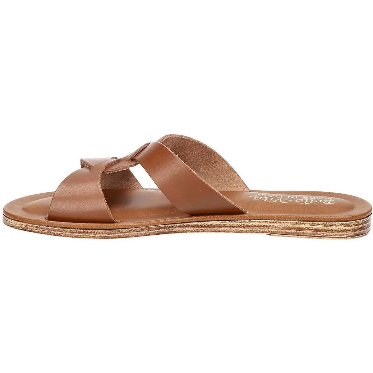 Dov-Italy Womens Leather Slip On Slide Sandals