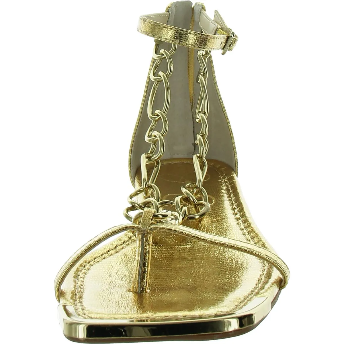 Edgey Womens Faux Leather Chain Ankle Strap