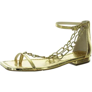 Edgey Womens Faux Leather Chain Ankle Strap
