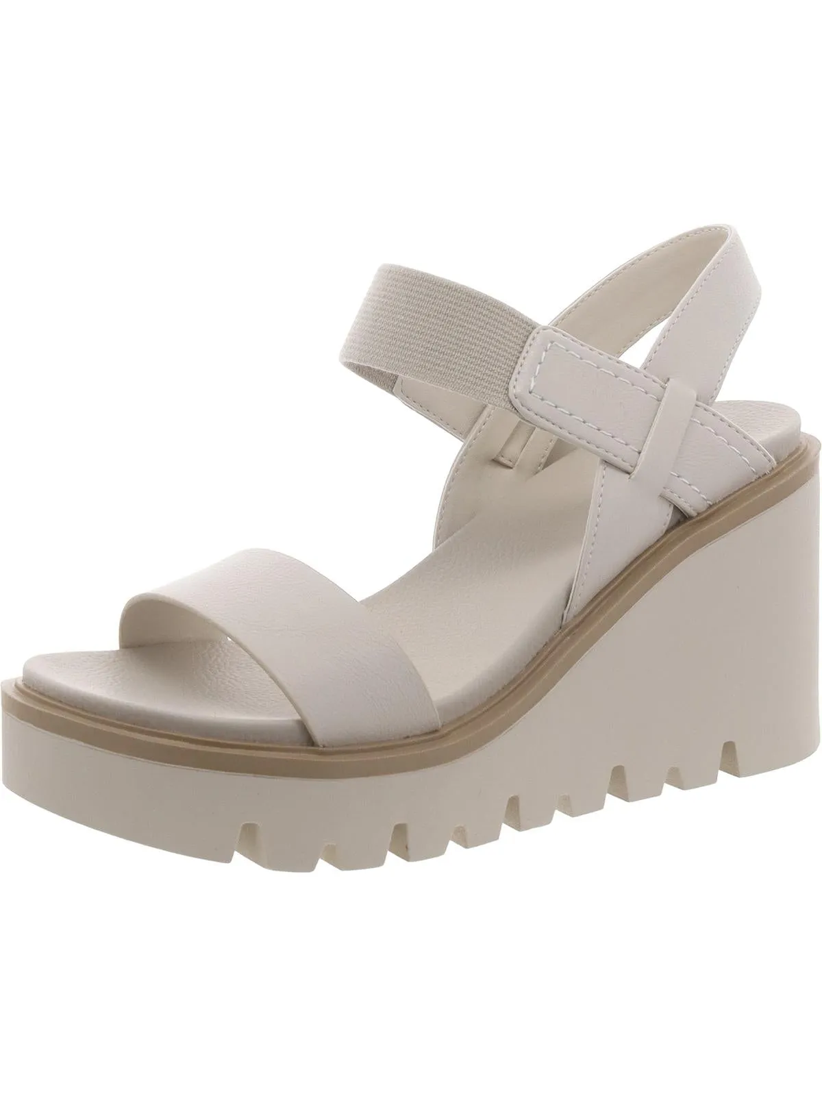 Elamul Womens Faux Leather Stretch Wedge Sandals