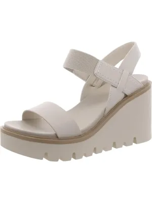 Elamul Womens Faux Leather Stretch Wedge Sandals